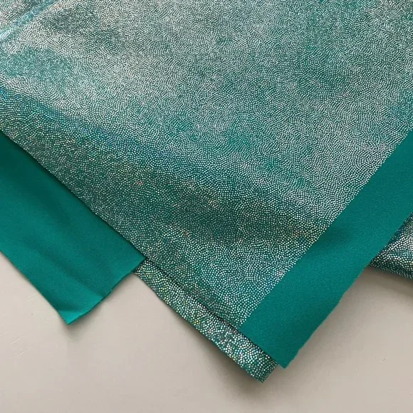 Spandex Fabric Stretch Emerald Blue Dance Skate Gymnastics Pageant Cheer Twirl - Picture 3 of 6